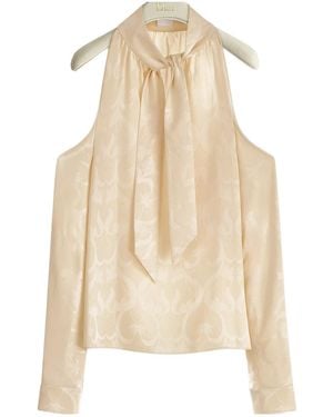 Dior Jacquard Tie-Neck Top - Natural