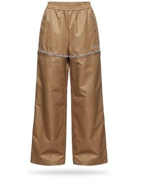 Area Crystal Slit Track Trousers - Brown