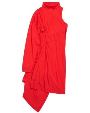 Balenciaga Draped Midi Dress - Red