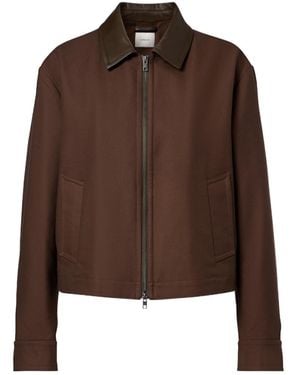 Vince Short Leather-Trimmed Cotton Twill Jacket - Brown