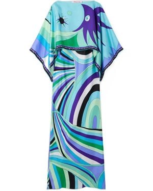 PUCCI Printed Satin Maxi Dress - Blue