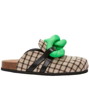 JW Anderson Checkered Round Head Slippers - Green