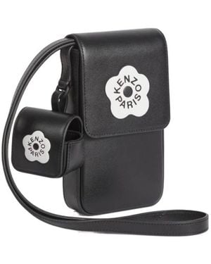KENZO Stamp Foldover Top Crossbody Bag - Black