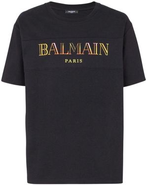 Balmain Vintage Logo Embroidered T-Shirt - Black