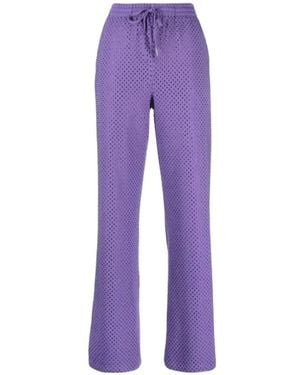 P.A.R.O.S.H. Mesh-Design Cotton-Blend Pants - Purple