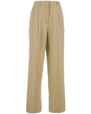 DUNST Double Pleated Chino Trousers - Natural