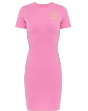 Versace Jeans Couture Couture Logo Printed Crewneck Dress - Pink