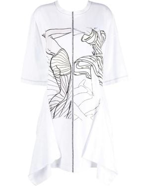 Fendi Embroidered Draped Mini Dress - White
