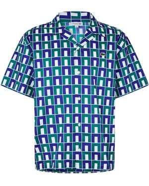 Lacoste Short Sleeved Monogram Print Shirt - Blue