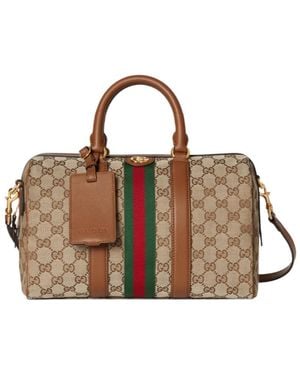 Gucci Ophidia Monogrammed Medium Boston Bag - Brown