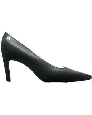 Tommy Hilfiger Pointed Logo Heeled Pumps - Black
