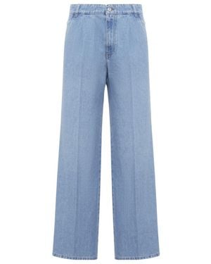 Miu Miu Logo-Embroidered Tapered-Leg Jeans - Blue