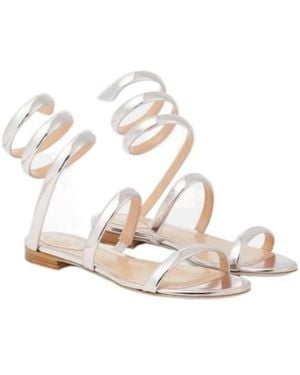 Rene Caovilla Cleo Mirrored Leather Sandals - Metallic