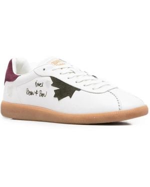DSquared² Rebel Maple-Leaf Leather Sneakers - White