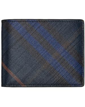 Burberry Check Slim Bifold Wallet - Blue