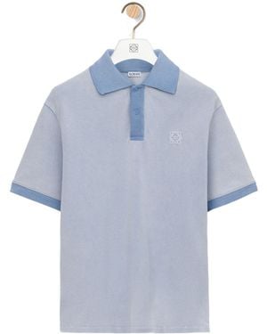 Loewe Logo Cotton Polo Shirt - Blue