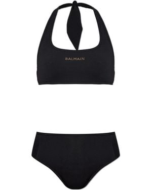 Balmain Lace-Up Bikini Set - Black
