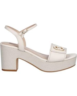 Liu Jo Logo Strap Block Heel Sandals - White
