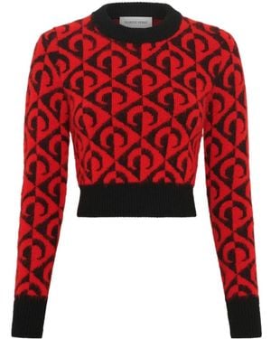 Marine Serre Moon Lozenge-Knit Jumper - Red