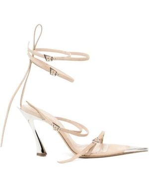 Mugler 95Mm Leather Strappy Fang Sandals - White