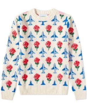 CASABLANCA Intarsia-Knit Crew Neck Jumper - Red