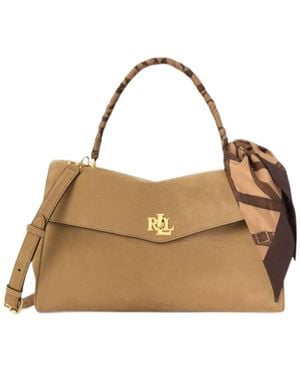 Ralph Lauren Small Farrah Suede Tote Bag - Brown
