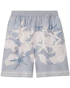 Versace Barocco Sea Printed Elasticated Waistband Shorts - Grey