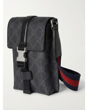 Gucci Monogrammed Buckle Detailed Clutch Bag - Grey