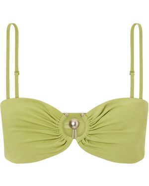 Christopher Esber Orbit Gathered Bikini Top - Green