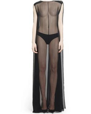 Saint Laurent Sheer Silk Maxi Dress - Grey