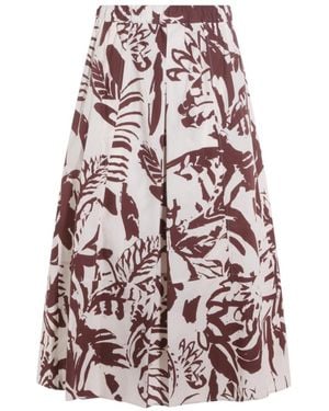 Antonelli Leaf Print Midi Skirt - White
