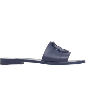 Moncler Patterned Slip-On Slides - Blue