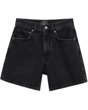 Anine Bing Five-Pocket Denim Shorts - Black