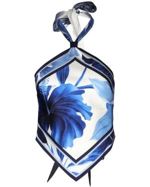 retroféte Retrofete Floral Scarf Halterneck Top - Blue
