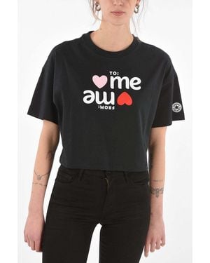 Converse Logo-Print Cropped T-Shirt - Black