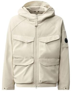 C.P. Company Zip-Up Hooded Casual Jacket - Natural