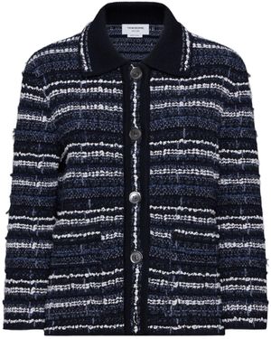 Thom Browne Bouclé Construction Tweed Jacket - Blue