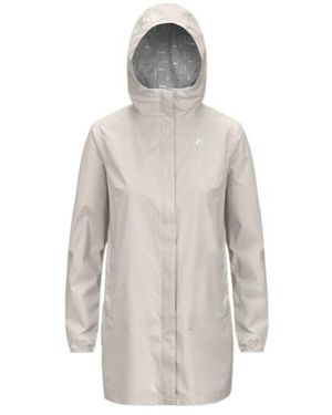 K-Way Long Casual Jacket With Hat - White