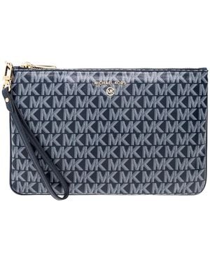 MICHAEL Michael Kors Jet Set Charm Logo-Plaque Wristlet - Blue
