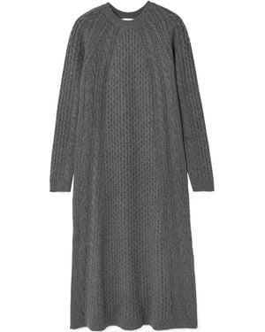 Lisa Yang Nyla Cable-Knit Cashmere Midi Dress - Gray