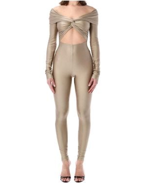 ANDAMANE Stretch Off-Shoulder Cut-Out Jumpsuit - Natural