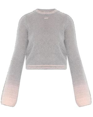 Off-White c/o Virgil Abloh Arrow Mohair Degrade Crewneck Jumper - Grey