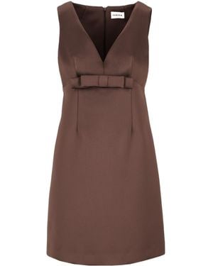 P.A.R.O.S.H. Bow-Detail V-Neck Dress - Brown