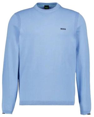 BOSS Ever X Ribbed Crew-Neck Jumper - Blue