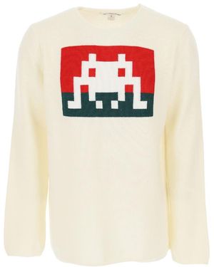 Comme des Garçons Round-Neck Knitted Pullover - White