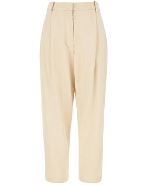 Moorer Casual Pants With Belt Loops - Natural