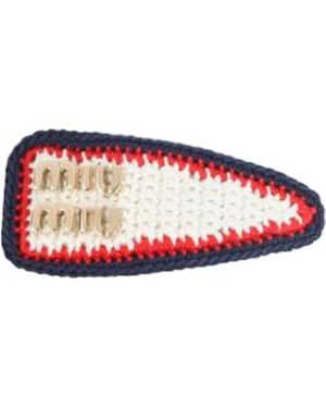 Miu Miu Crochet Logo Hair Clip - White
