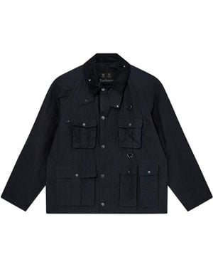 Barbour Multiple-Pocket Corduroy-Collar Jacket - Blue