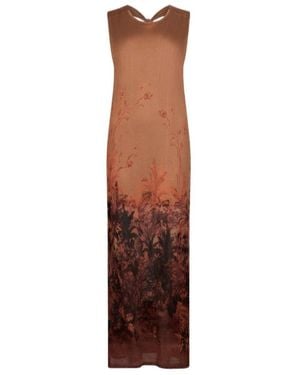 Liu Jo Printed Side-Slit Dress - Brown