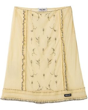 Miu Miu Embroidered Tulle Skirt - Natural